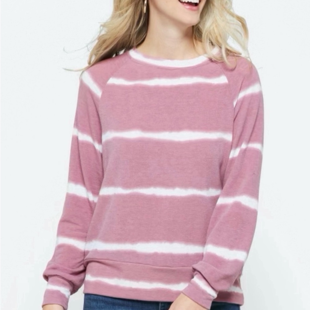 Kaleigh Marley Women’s Raglan Tie Dye Crew‎ Neck Sweatshirt Size L Pink …